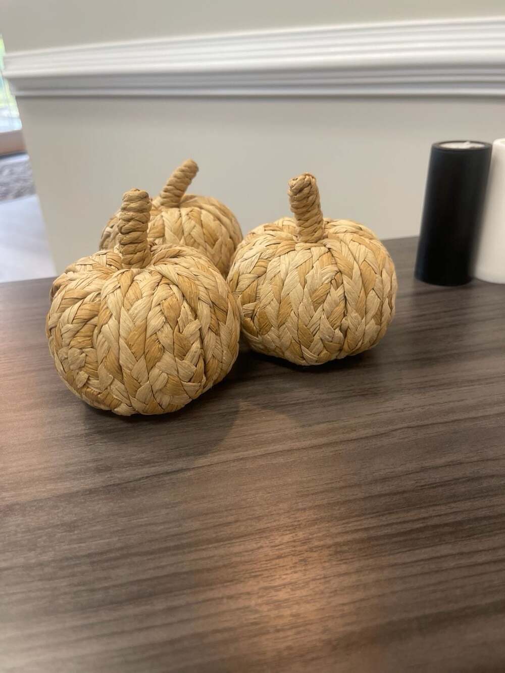Threshold Handcrafted Woven Pumpkins Set of Three Natural Straw Fall Decor